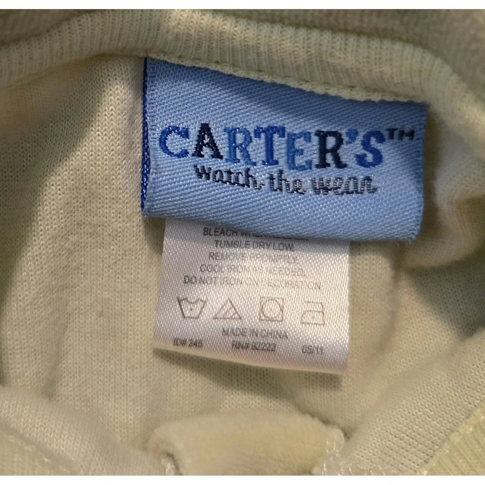 Carters Cute Bear Embroidered Velour One Piece Pajamas Infant 6-9 months Vintage